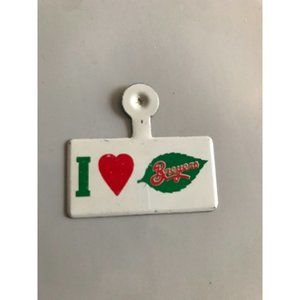 Vintage 1980s Dairy Ice Cream I Love Breyers Heart Metal Tab Pin Chicago